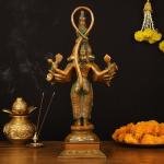 Bronze Finish Brass Lord Panchmukhi Hanuman Statue 22" | 10.2 kg Timeless Charm | Spiritual Significance & Artistic Mastery | 10" Width, 7" Depth